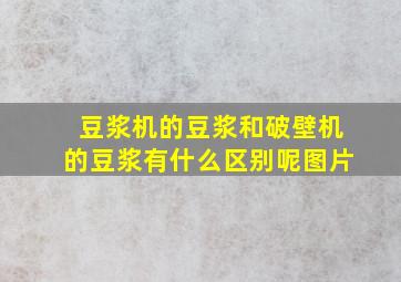 豆浆机的豆浆和破壁机的豆浆有什么区别呢图片