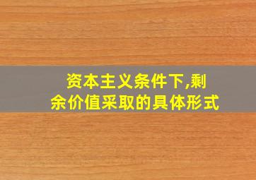 资本主义条件下,剩余价值采取的具体形式