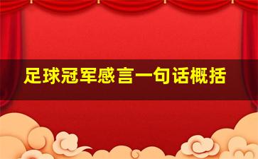 足球冠军感言一句话概括