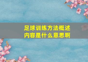 足球训练方法概述内容是什么意思啊