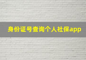 身份证号查询个人社保app