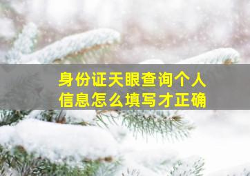 身份证天眼查询个人信息怎么填写才正确