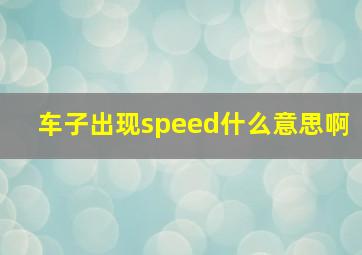 车子出现speed什么意思啊