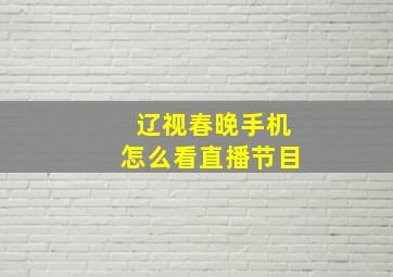 辽视春晚手机怎么看直播节目