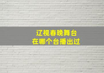 辽视春晚舞台在哪个台播出过