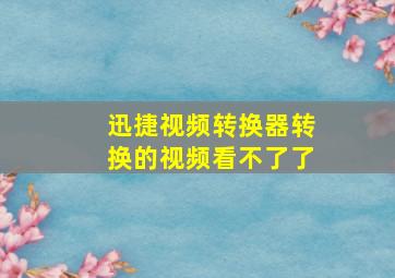 迅捷视频转换器转换的视频看不了了