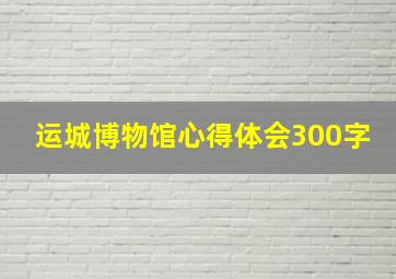 运城博物馆心得体会300字