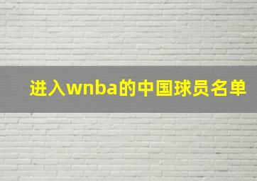 进入wnba的中国球员名单