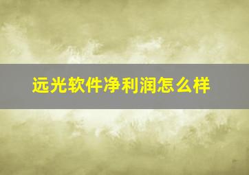 远光软件净利润怎么样