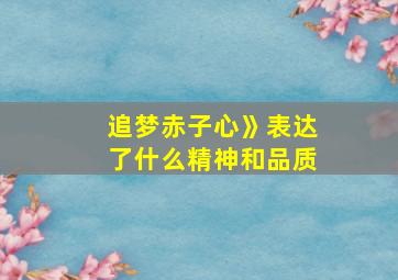 追梦赤子心》表达了什么精神和品质