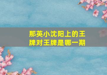 那英小沈阳上的王牌对王牌是哪一期