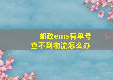 邮政ems有单号查不到物流怎么办