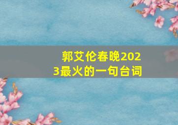 郭艾伦春晚2023最火的一句台词