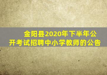 金阳县2020年下半年公开考试招聘中小学教师的公告