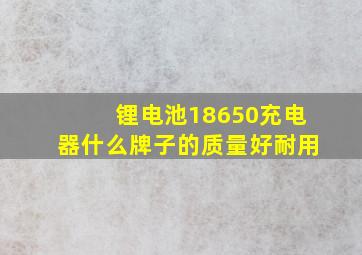 锂电池18650充电器什么牌子的质量好耐用