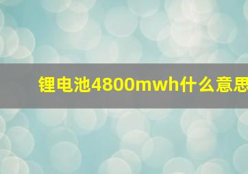 锂电池4800mwh什么意思