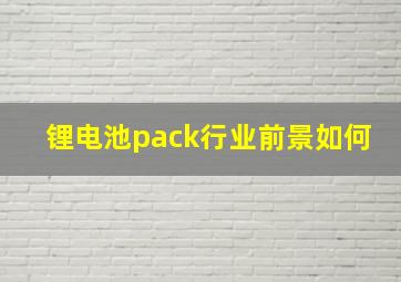 锂电池pack行业前景如何