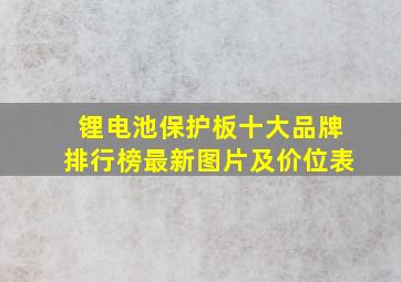 锂电池保护板十大品牌排行榜最新图片及价位表