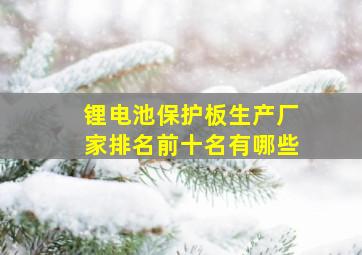 锂电池保护板生产厂家排名前十名有哪些