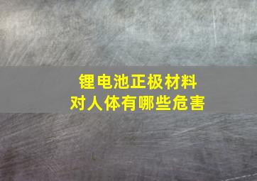 锂电池正极材料对人体有哪些危害