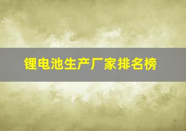 锂电池生产厂家排名榜