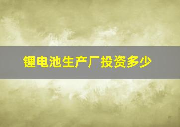 锂电池生产厂投资多少