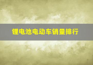 锂电池电动车销量排行