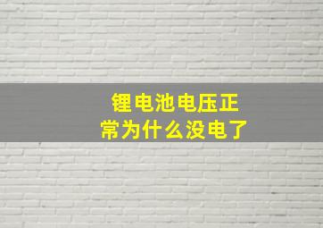 锂电池电压正常为什么没电了