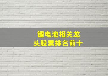 锂电池相关龙头股票排名前十