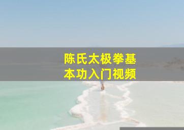 陈氏太极拳基本功入门视频