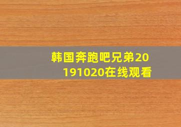 韩国奔跑吧兄弟20191020在线观看