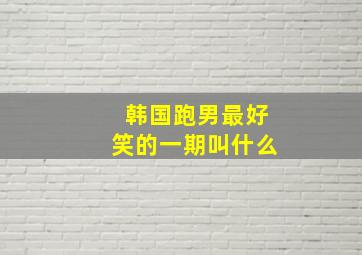 韩国跑男最好笑的一期叫什么