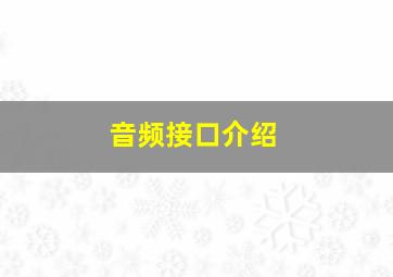 音频接口介绍