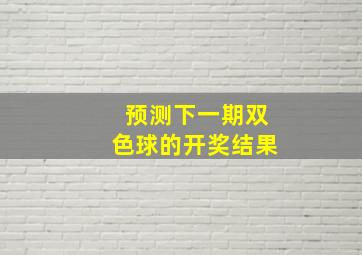 预测下一期双色球的开奖结果