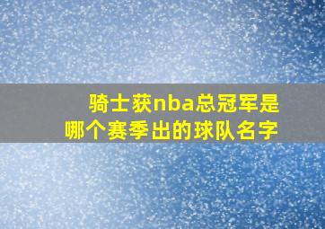 骑士获nba总冠军是哪个赛季出的球队名字