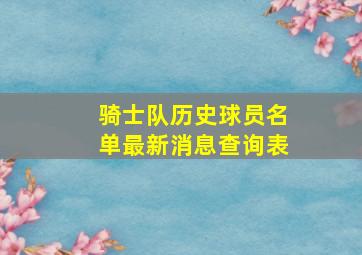 骑士队历史球员名单最新消息查询表