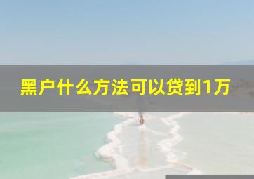 黑户什么方法可以贷到1万