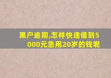 黑户逾期,怎样快速借到5000元急用20岁的钱呢